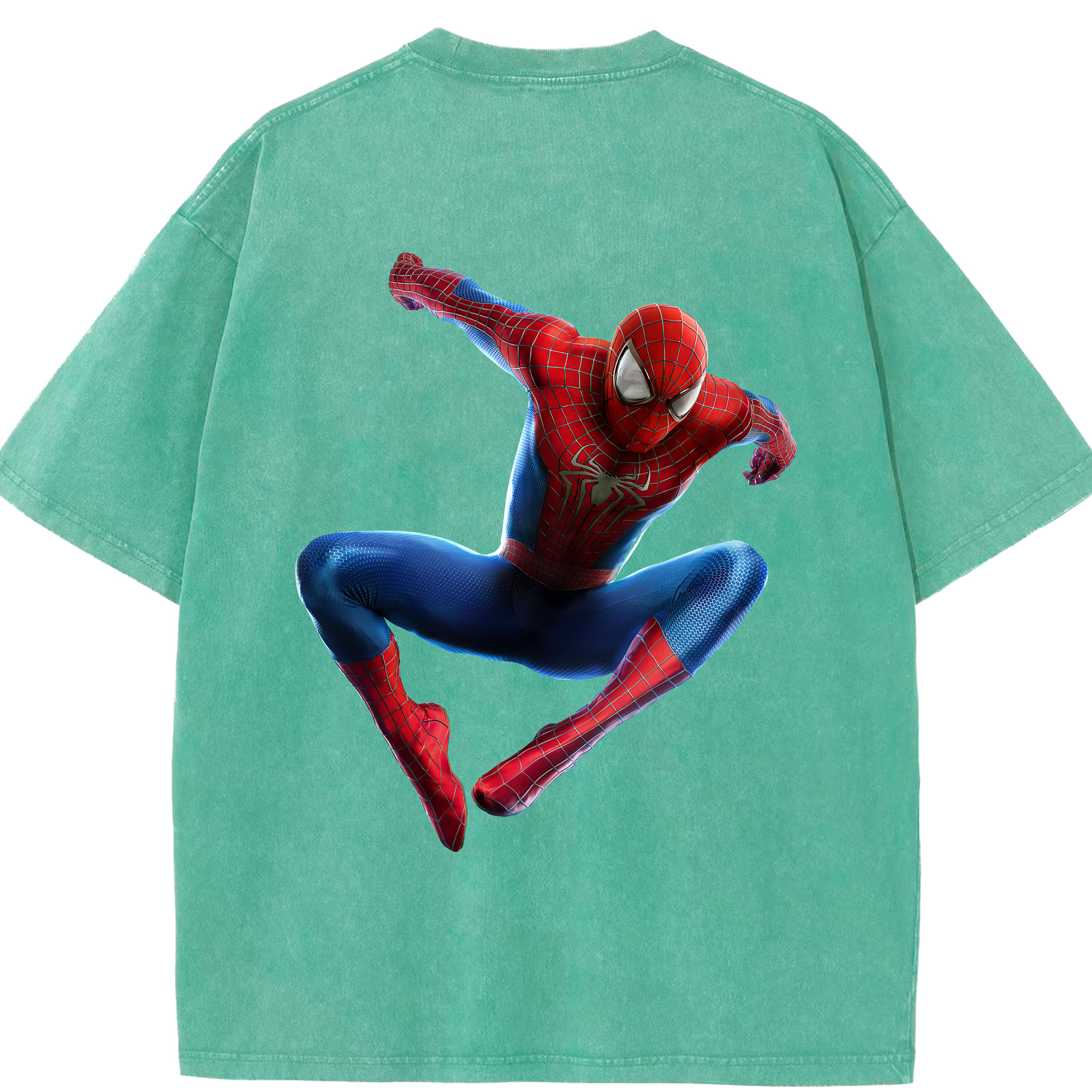 （画像用） Spider Man スパイダーマン 綿100% ヴィンテージ風 半袖Tシャツ（背面プリント）